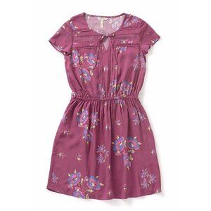 Matilda Jane Floral Blouson Keyhole Shift Dress Art Class Tunic Mauve Pink Sz S